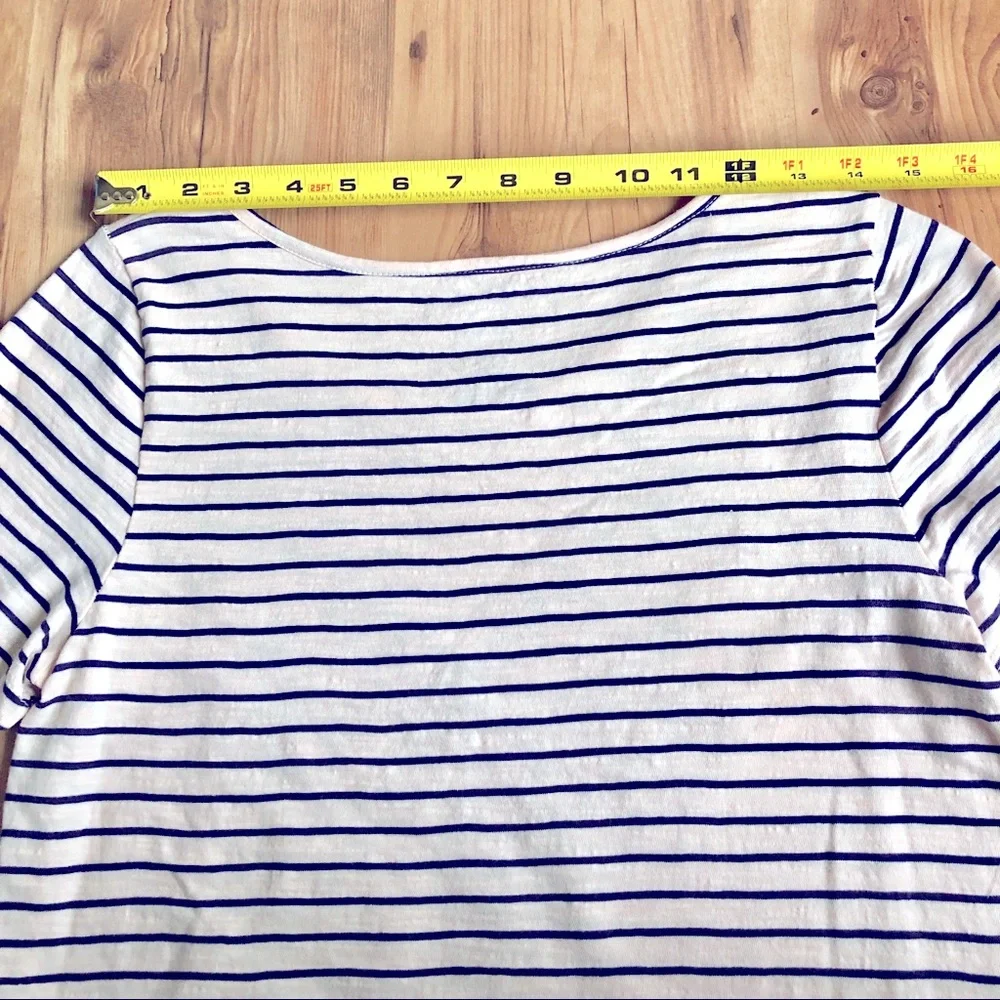 NEW SONOMA Butterfly Embroidery Tee Shirt Striped Petite XS Off White Women’s - Picture 11 of 16